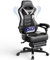 Fullwatt Video Gaming Chair Massage with footrest Office Chair with Massage Lumbar Support Swivel Reclining Chair with Racing Style Armrest PU Leather High Back Adjustable Task Chair(White)