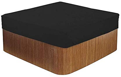 DTLEO Rechteckige Allwetter Garten Whirlpool Abdeckung, Quadratische Pool-Staubschut Wasserdicht Schutz vor Wind UV schützende Schwarz,220 * 220 * 30cm