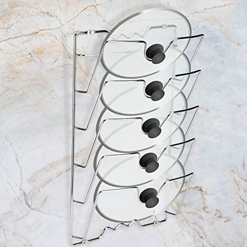 FTVOGUE Support de couvercle de casserole, support de couvercle de pot mural argenté pour cuisine