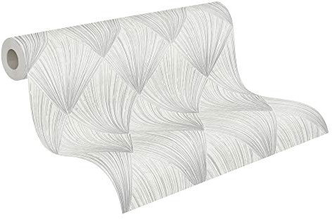 Papier Peint Géométrique Metropolitan Stories 2 A.S. Création Ava - New York Papier peint intissé 10.05 m x 0.53 m Gris Métallisé Blanc Fabriqué en Allemagne 378641 37864-1