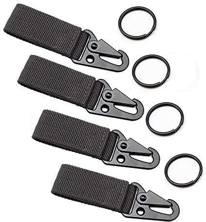 Taktische Gürtel,4 PCS Karabiner Schluesselhaken Hängende Gürtel Karabiner Tactical Nylon Gurtband Schnallenriemen Taktische Weste Hängende Schnalle für Wanderrucksack Schlüsselanhänger Freien