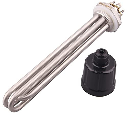 DERNORD 220V 4500W 1-1/4 Inch Heating Element 3U Type Electrical Brewing Water Boiler Heater BSP Thread Stainless Steel Flange