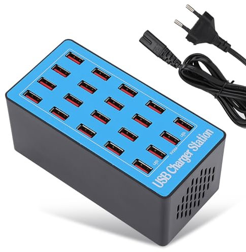 Agatige Hub USB de 20 Puertos, Estacion de Carga Móvil USB Tipo Hub Cargador USB Multipuerto con Salida 20A,5V Estación de Carga USB para Smartphones Tablets y Dispositivos USB