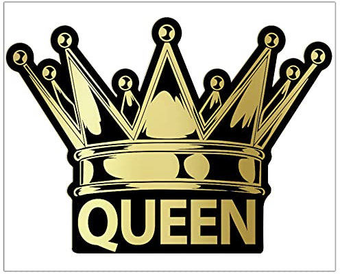 Biomar Labs® 1 x Vinyl Aufkleber Selbstklebend Autoaufkleber Sticker Frau Dame Gold Krone Queen Fenster Laptop Wand Motorrad Auto B 93