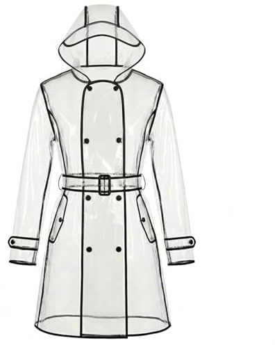 Giacca impermeabile portatile, da donna, trasparente e riutilizzabile, resistente alla pioggia, poncho con cappuccio e cintura per la pioggia, capospalla, per festival, attività all’aperto,