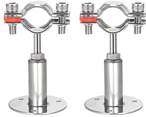 sourcing map 2 Stk Wand Decke Montage Rohrhalter für 25-28mm Rohr | 304 Edelstahl Verstellbare Rohrhalterung Klammer
