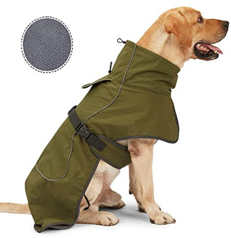 Hundemantel für kaltes Wetter, warm, wasserdicht, Winddicht, mit Samt-Innenseite, weich, grün, Größe L