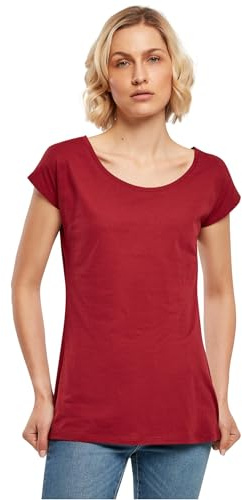 Build Your Brand Damen T-Shirt Ladies Wide Neck Tee, Farbe Burgundy, Größe 5XL
