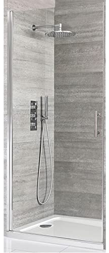 MILANO Chrome Hinged Door Shower Enclosure White Tray 1000 x 900mm