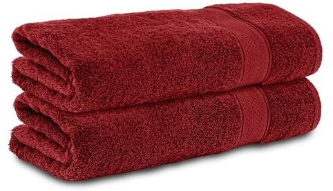 Komfortec 2er Handtücher 50x100 cm Set aus 100% Baumwolle, Frottee, Weich, Aurorarot