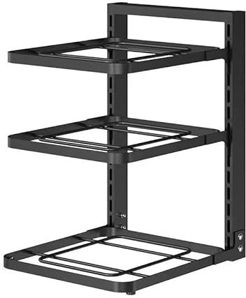 mumisuto Pot Rack Organizer, Pot Storage Rack Multilayer Thicken Strong Bearing Round Corner Pot Organizer Length Adjustable Shelf Cookware Holders Cabinet Pantry for Kitchen(Three levels)