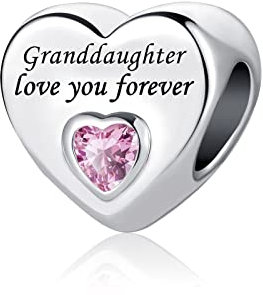 FGT Pink Heart Granddaughter Charm fits Pandora Charms Moments Bracelets Grandma Grandmother Love You Forever Cubic Zirconia