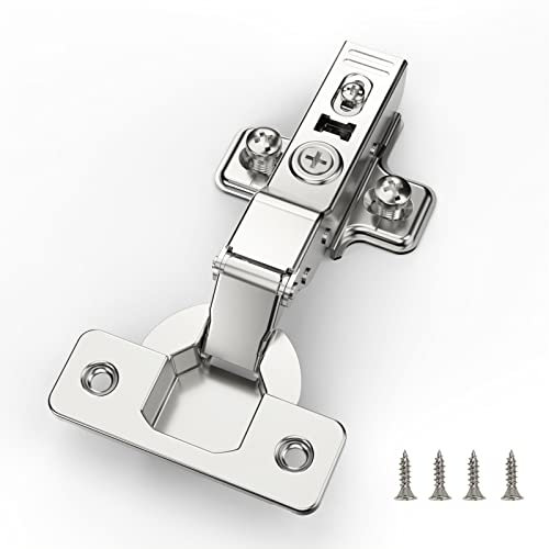 Furniware 10 pcs Soft Close Cabinet Hinge,110 Degree Half Overlay Kitchen Door Hinge,35mm Concealed Kitchen Cabinet Hinges Cabinet Door Plate with Screws