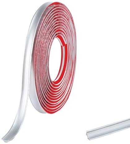 2.5M PVC Joint d'Étanchéité Autocollant Bordure de Finition Plan de Travail Cuisine Angle Mur, Joint Mur Intérieur Profil Finition Bande Finition Calfeutrage Moulure Plinthe,12mmx6mm Argent