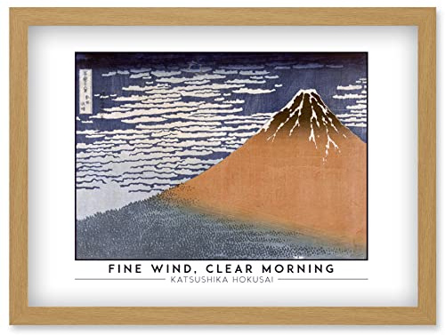 Wee Blue Coo Katsushika Hokusai Fine Wind, Clear Morning Mount Fuji Painting Artwork Framed Wall Art Print A4