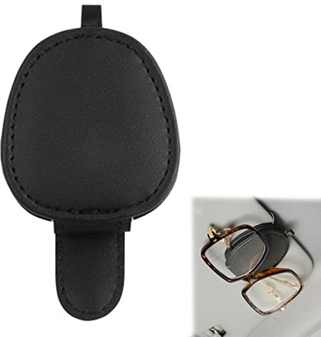 SJBAUTYO Porta Occhiali Auto,Supporto Occhiali da Sole Auto in Pelle PU con Chiusura Magnetica,Pelle Clip per Biglietti da Visita Supporto per Occhiali Sole da Auto,Nero