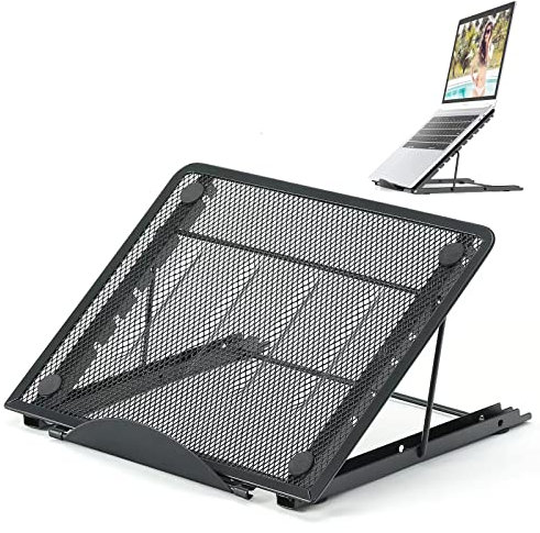 BSTMOME Laptop Stand,Foldable Portable Ventilated Desktop Laptop Holder,Universal Lightweight & Adjustable Ergonomic Tray Mount Compatible with iMac/Laptop/Notebook Computer/Tablet (Black)