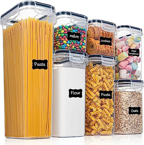 BSTMOME 8 Packs Airtight Food Storage Container, Cereal & Dry Food Storage Containers Ideal Kitchen Storage Bin for Cereal, Flour, Sugar, Nuts, Pasta - 4 Sizes