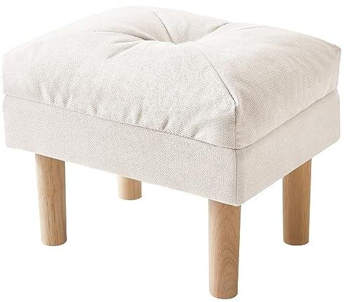 YMYNY Sitzhocker, Ottoman, Fußhocker mit weichem Sitzkissen, große Sitzfläche, 4 verdickte Holzbeine, im Nordischen Stil, für Schlafzimmer, Wohnzimmer, 40 x 29 x 32CM Beige HBD023M