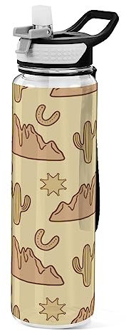 FRODOTGV Cowboy - Borraccia da viaggio con cactus western, da donna, senza BPA, per uomo
