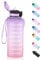 ETDW Grande gourde pour le sport, 1500 ml, avec paille et marqueurs de temps, bouteille d'eau hydratée pour rester hydratée, sans BPA, anti-fuite, pour la salle de sport, l'école, violet et rose