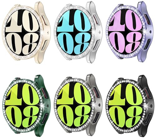 6-Pack Bling Watch Screen Protector for Samsung Galaxy Watch6 40MM, Glitter Case TPU Soft Cover Full Protection with Crystal Rhinestone for Galaxy Smart Watch6 40mm(SM-R930)