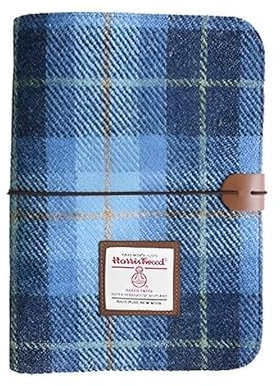 Harris Tweed A5 Notizbuch Binder 6 Ringe, Wollstoff Softcover Nachfüllbar A5 Binder, 80 Seiten für A5 Nachfüllpapier und A5 Planer Einlagen, Notebook Journals zum Schreiben, A5 Größe 80 Seiten (Blau)