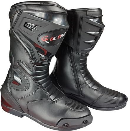 WinNet Stivali stivaletti sportivi calzature di pelle per moto con protezioni da turismo o pista