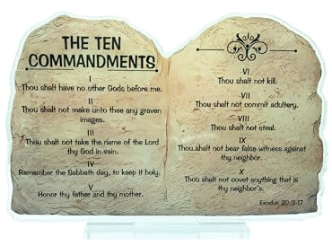 Dekoratives Wand- und Tischschild aus Acryl, 10 Gebote (15 x 10 x 0,4 cm)