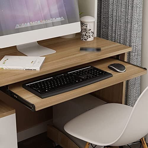 HEYBB Soporte Teclado Ordenador Bajo Mesa Extraible, Bandeja Teclado Bajo Mesa Extraíble, Bandeja para Teclado, Madera, Longitud de Los Rieles 36 Cm, Largo 54/60 Cm