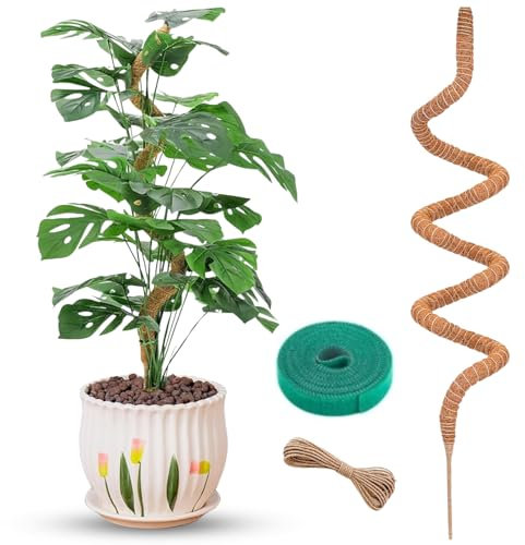 AURAVILLE Biegbare Moosstange für Pflanzen, 152,4 cm, Monstera-Pflanzenstütze aus Kokospalmenfaser, Gartenstecker zum Klettern von Zimmerpflanzen, handgefertigte Kokosfaser-Pflanzenstäbe für