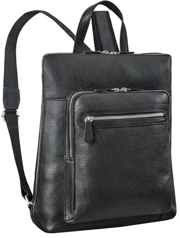 STILORD Shyla Eleganter Rucksack Damen Leder Vintage Tagesrucksack Kleiner Damenrucksack Cityrucksack Lederrucksack für Shopping Arbeit Daypack Echtleder Farbe:schwarz