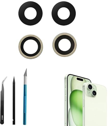 LiXiongBao 2Pcs/Set 15 Back Camera Lens Glass Replacement for iPhone 15 Plus Rear Camera Lens Replacement Sapphire for iPhone 15 Back Camera with Professional Repair Tool Kit