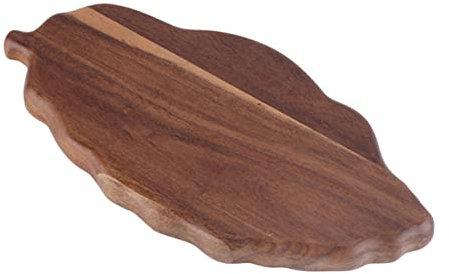 COLLBATH Bandeja De Madera Forma De Hoja Bandeja para Servir Postres Plato De Madera Maciza Decoración De Tamaño Mediano Reutilizable Adecuado para Frutas y Aperitivos