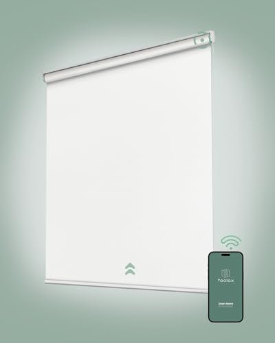 Yoolax Motorized Blinds with Remote, Blackout Smart Blinds for Windows Work with Alexa Google via Hub, Cordless Automatic Roller Shades(3 + White)
