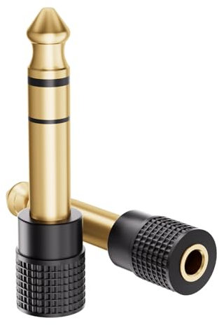 VCELINK 6.35mm 1/4 Male to 3.5mm 1/8 Female Audio Adapter, Gold-Plated TRS Stereo Jack, Solid Brass Housing, for Headphones, Guitar, Mixer, Amp, Keyboard, 2 Pack