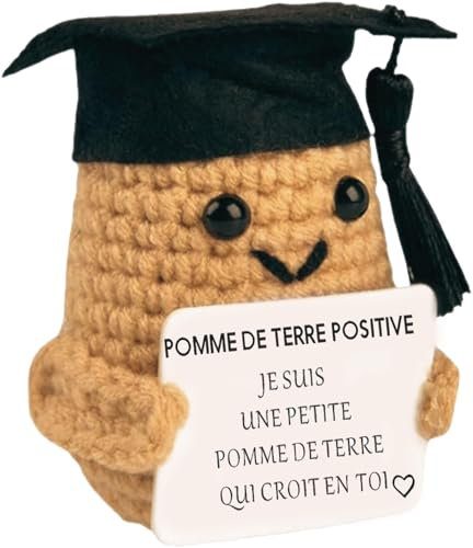 Regalo Original Mujer Hombre, Patata Positiva Divertida y Motivadora, Peluche Cumpleaños, Navidad, Amigo Invisible, Decoración Oficina y Hogar, Idea Graciosa Pareja (Patata Sombrero en Frances)