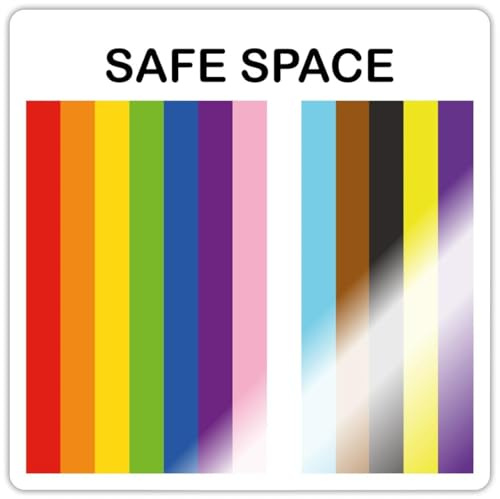 Spreadshirt Safe Space Flagge LGBTQ+ Ally Regenbogenfarben Sticker Aufkleber, 10 x 10 cm, Weiß glänzend