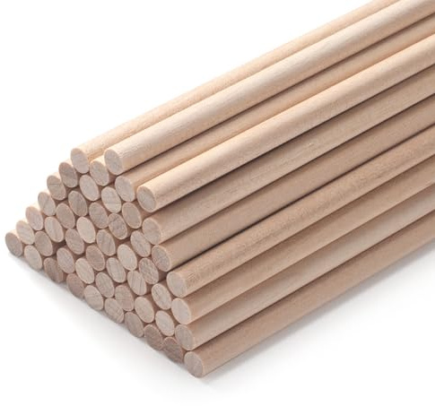 Holzstäbe zum Basteln, Holzstäbchen zum Basteln, Ø 5mm Länge 30 cm, 50 Stück Rundholz Natur, Bastelholz für Makramee Stöcke, Unfertige Hartholz Stäbchen für Handwerk, Tiered uchen Unterstützung