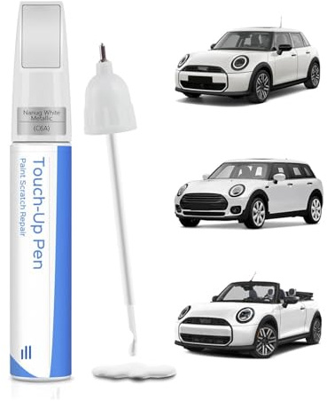 PARTS4EV C6A NANUG White Metallic Car Paint Pen for BMW MINI - Exact Match - Scratch and Chip Touch Up Paint