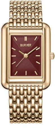 BURKER Damenuhr Olivia | Quadratische Damen Armbanduhr Gliederarmband Edelstahl Analog Quarz 3-ATM Wasserdicht