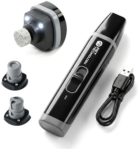 Pettechnology Limador de Uñas Premium para Mascotas Recargable USB-C, 2 Velocidades, Luz LED, Ligero, Manejable, Silencioso y Seguro para Perros y Gatos