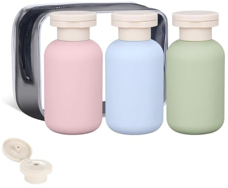 TENGWA 3 Pièces Flacon Voyage 300 ml Contenant Voyage avec Étiquette Trousse Avion Réutilisables Bbouteille pour Recharger Shampoing Douche Lotion et Produits de Toilette