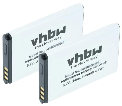 vhbw 2X Akku Ersatz für Garmin 010-11935-00 für Handy Smartphone Telefon (650 mAh, 3,7 V, Li-Ion)