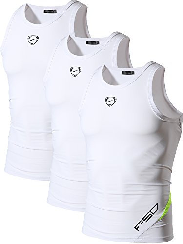 jeansian Herren Sportswear 3 Packs Sport Compression Tank Tops Vests Shirt LSL3306 PackF XL