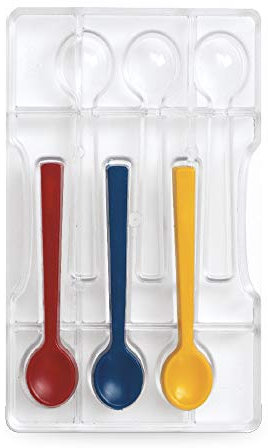 Decora 0050109 Stampo Professionale Cioccolatino Cucchiaino, 6 Cavità, 115 x h 10 Mm, In Policarbonato, Ideale per Realizzare Cioccolatini Lucidi e Croccanti, Design Professionale, Made in Italy