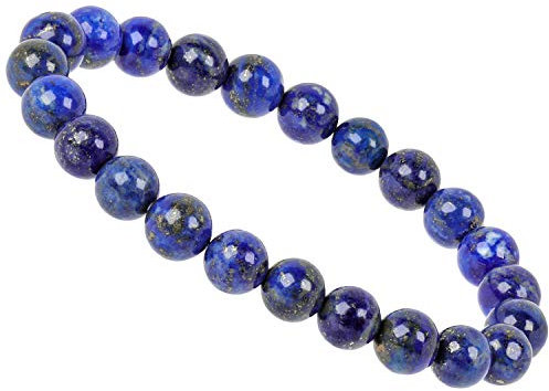 ELEDORO Handgefertigtes Edelstein Perlen Stretch Armband - Echte Steine 8mm (LapisLazuli)
