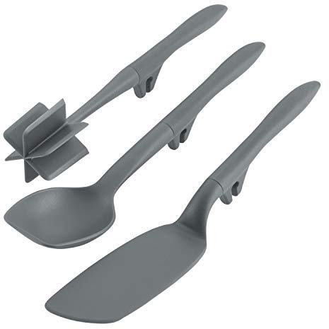 Rachael Ray 47782 3-Piece Lazy Tool Set Nylon Slotted Turner, Gray