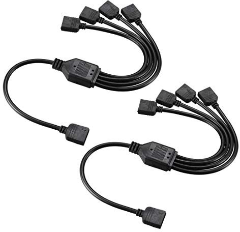 sourcing map 2Stk. RGB Shunt Kabel 1 Buchse zu 4 Buchse 3 Pin Anschluss 30cm Länge 5V Schwarz
