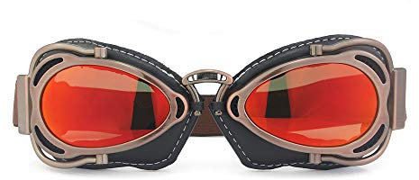 Heinmo Vintage Retro Pilotenbrille für Motorrad Cruiser Scooter Biker Racing (rot)